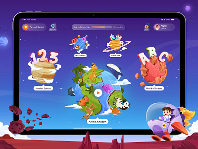 Starkid - Kids Preschool Learning iPad App Illustration 🪐 app design education game illustration ipad kids learning mobile orely parents planets preschool technology toddler ui