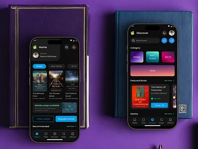Book Swap Community application app desing bookcommunity bookexchange booklovers booksharing bookswapapp communityapp figma mobileappdesign swapbooks uiuxdesign