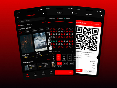 Cinema Click - Movie Ticket Mobile App app application book branding buy cinema customer design efficiency entertainment film interface multimedia platform seat technology ticket ui video watch