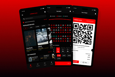 Cinema Click - Movie Ticket Mobile App app application book branding buy cinema customer design efficiency entertainment film interface multimedia platform seat technology ticket ui video watch