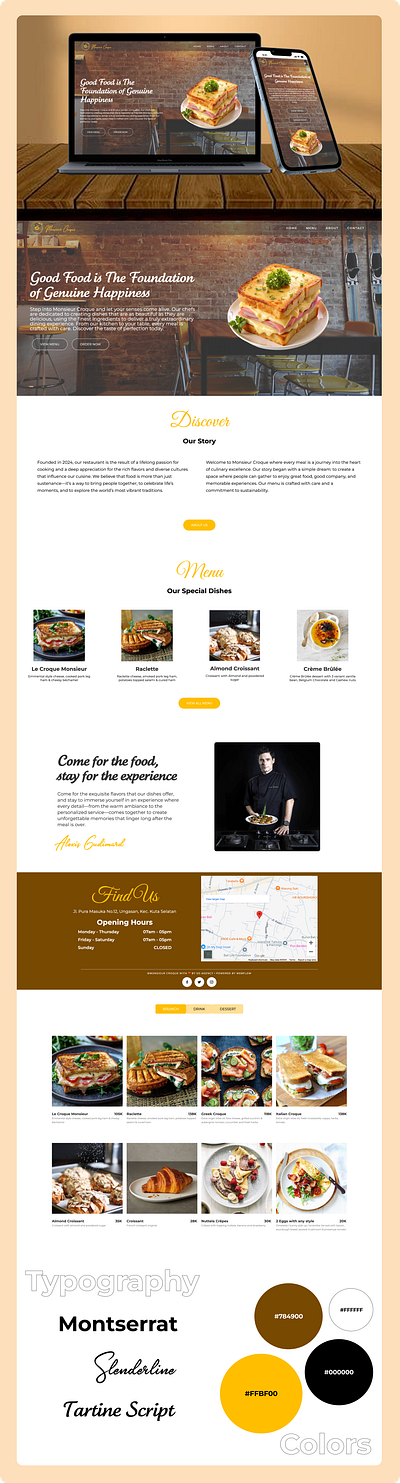 French Restaurant Landing Page branding design figma logo responsive design typography ui uiuxdesign webdesign webflow website