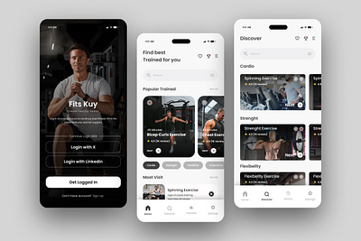 Fits Kuy - Fitness Mobile App app application athlete branding design exercising fitness gym interface layout performance person running sport technology trainer ui vitality wellbeing yoga