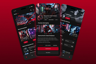 AetherHub - Game Store Mobile App action app application branding design display entertainment fantasy finance game interface internet king paying player store strategy streaming ui user