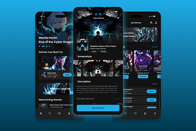 EchoSphere - Game Store Mobile App action app application branding design display entertainment fantasy finance game interface internet king paying player store strategy streaming ui user