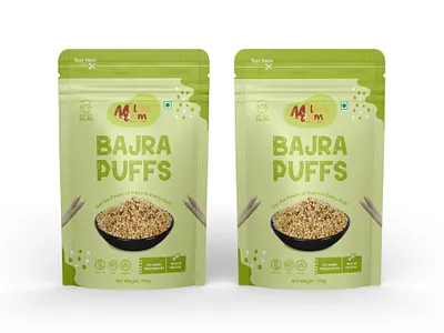 Bajra Puffs (Millet) Pouch Design bajra puff bajra puff pouch design bajra puffs packaging box design brand design branding indian food indian puffs packaging indian sncaks label design logo design millet packaging millet pouch design pouch design product design puff pouch design puffs packaging snacks