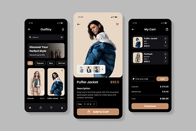 Outfitry - Fashion Mobile App app application branding clothing confidence connection consumerism design dress fashionable merchandise outfit retail sale shoe shopping store stylish trendy ui