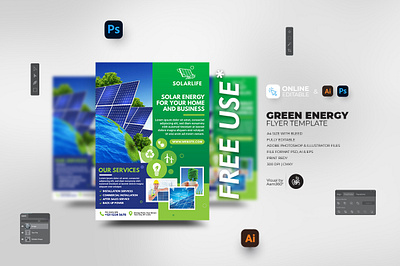 Green Energy Flyer | Solar Energy Flyer aam360 aam3sixty eco friendly electricity environment flyer template free flyer green concept green energy illustration pollution recycling renewable residential small business flyers solar business flyer solar energy flyer sun power sustainable