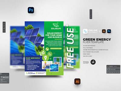 Green Energy Flyer | Solar Energy Flyer aam360 aam3sixty eco friendly electricity environment flyer template free flyer green concept green energy illustration pollution recycling renewable residential small business flyers solar business flyer solar energy flyer sun power sustainable