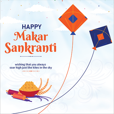 Happy Makar Sankranti Post app design graphic design illustration