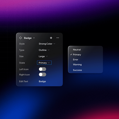 Badge Properties-UnifiedUI badge badge design component components design figma properties ui ui ux unified ui unifiedui ux variants