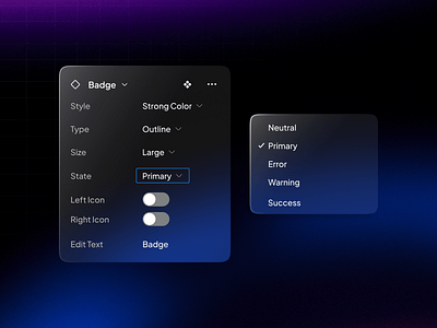 Badge Properties-UnifiedUI badge badge design component components design figma properties ui ui ux unified ui unifiedui ux variants