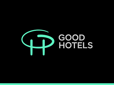 Good Hotels boutique hotels chain logo design: GH monogram halo accomodation automated checkin booking branding buildings central downtown g good h halo heart historic hotel hotels letter mark monogram logo logo design properties resorts