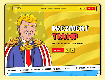 Trump Meme-Coin Landing Page Design meme meme coin meme design meme landing page meme website memecoin trump