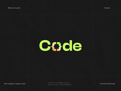 Code | Wordmark clean minimal logo design. branding code codelogo faruart farukahmed logo logodesign minimal minimal logo wordmark wordmarklogo