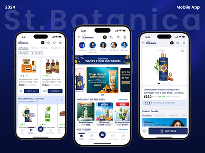 St.Botanica : Mobile App Design app app design application beauty beautyapp cleanui design ecofriendly haircare minimaldesign mobile app mobile app design mobile ui mobileappdesign modernapp skincareapp stbotanica ui uiuxdesign ux