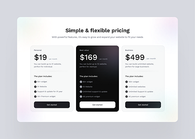 Pricing page UI concept branding minimal pricing table ui ux