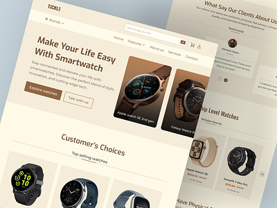 Tickle - Smartwatch Store Website Design creative design designer mehedi hasan shuvo ecommerce landing page ecommerce website landing page design mehedi hasan shuvo mehedihasan237 minimal design minimal website responsive design stylish design tickle smartwatch store website ui ui design ux design ux ui design web design website design