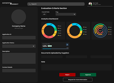 Supplier Evaluation evaluation interface design supplier ui web appliactiion