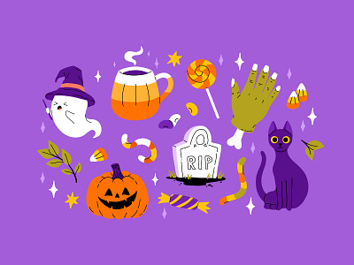 Halloween set 1 cartoon character concept cute design flat halloween illustration vector