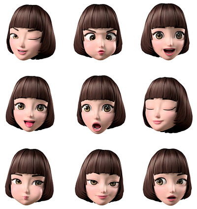 girl cartoon characters 3d animation ui