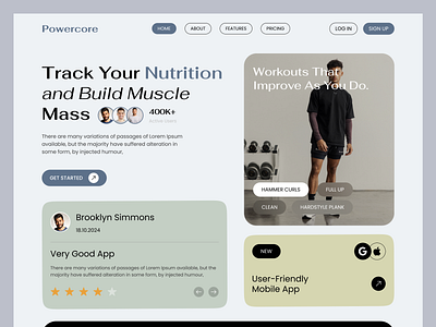 Fitness Web Design clean website design fitness fitness website gym health healthy landing sport startup ui uiux ux web web designer web page website website design workout yoga