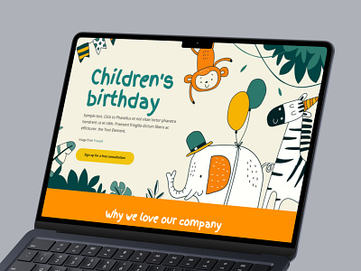 Organization of holidays Website Template birthday children landing page ui design web ui