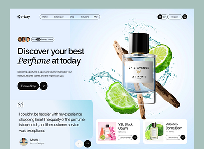 Perfume Web Site Design: Landing Page / Home Page UI beauty web body care e commerce ecommerce website landing page landingpage luxury perfume marketplace online shopping perfume perfume store perfume website skin care store ui ux web design website design