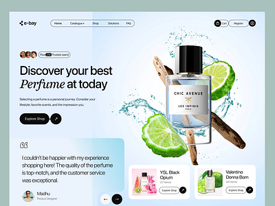 Perfume Web Site Design: Landing Page / Home Page UI beauty web body care e commerce ecommerce website landing page landingpage luxury perfume marketplace online shopping perfume perfume store perfume website skin care store ui ux web design website design