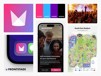 Frontstage Events - Branding 3d maps animation branding dashboard design device mockups event finance landing page logo branding logo design logo mockup presentation logo presentation mobile app design mockup design navigation social typography ui ui design uxd