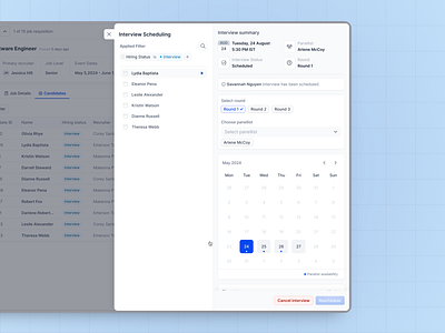 Optimized Candidate Interview Scheduling for a Hiring Platform backend design design system frontend hiring product design product development product discovery scheduling ui