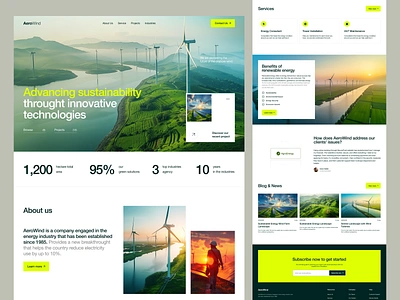 Renewable Energy Landing Page agriculture agrotech app business clean company corporate design energy green renewable energy saas solar panel solar power technology ui ux web wind energy