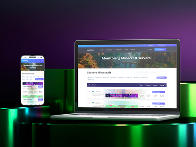 LowPing [ Website ] adaptive blog design gamer gaming light theme minecraft mobile pixel pixelart profile server ui ui design ux webdesign