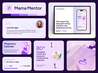 Pregnancy App Branding app branding branding design branding guidelines design female grid marketing mobile app mobile deisng pregnancy purple ui design woman women