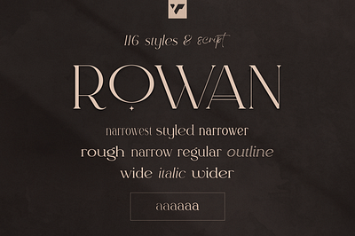 Rowan typeface - 116 styles & script. Free Font branding creative font free graphic design italic logo narrow script serif typeface typograpgy vintage wide