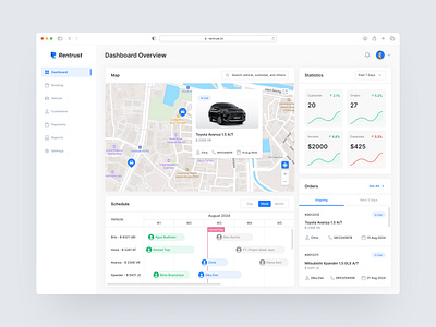 Rentrust: Car Rental Management Dashboard dashboard design rent car saas ui uiux user experience user interface ux web app