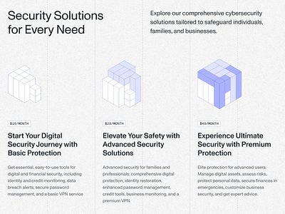 Dteckt — Security Solutions cybersecurity design desktop grid membership plans pricing product design safeguard security solution solutions tiles ui ux web website