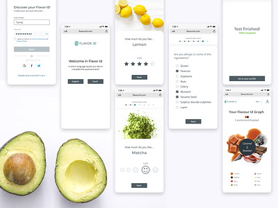 Flavor Profiling Questionnaire app aroma dashboard design system food mobile mockups questionnaire survey uxui web app wireframe