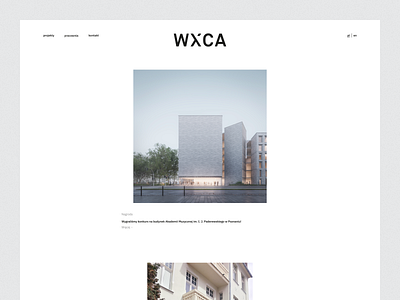 WXCA — News architectural architecture awards cards design desktop grid list minimal minimalist navbar news practice product design studio tiles ui ux web website