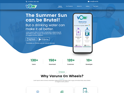 Water Delivery Application Landing Page | Website 2d art branding design graphic design illustration landing page logo typography ui ux vector website websitedesign