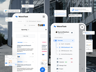 📱 WaveTask - Mobile Version ai ai assistant app branding calender clean dashboard flat graphic design icon logo mobile project management rangga saas simple task task management tranding ui