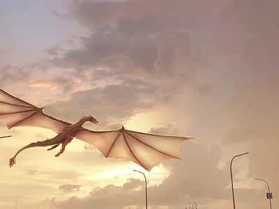 After Effects Practice - Flying Dragon after effects animation dragon game of thrones house of the dragon illustration motion graphics procreate sky sunset wyvern