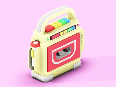 Kids Retro Tape Recorder 3d adobe colourful fun illustration kids learning music playful product design project neo retro