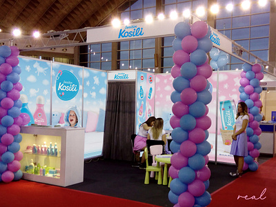 Promo booths - Kosili baby cosmetics brand backdrop booth display advertising graphic design promo stand trade booth