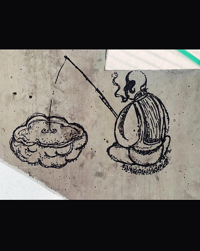 Fairy Fishing 仙人釣 black art design graffiti illustration line art point art tattoo wall design