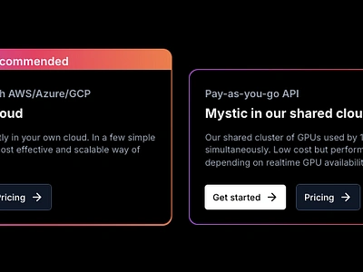 Mystic.ai's lander plans machine learning pay as you go plans ui