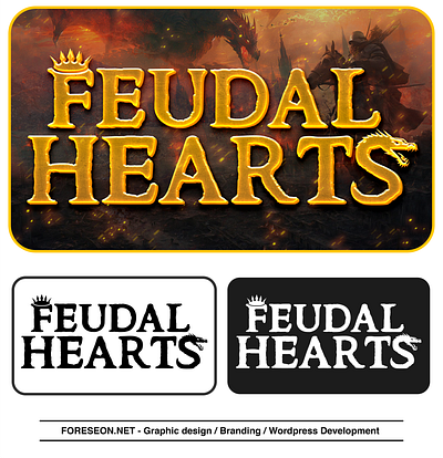 FEUDAL HEARTS Fantasy Logo Design | Custom Medieval Font creative logo