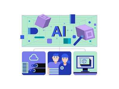 Artificial ai artificial blue branding cloud computer design digital editorial green icon illustration indonesia infographic logo machine people system ui vector