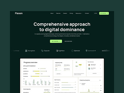 Flexon - SaaS Website Template admin agency app builtwithtemplate business crm platform dashboard graphic design madeinwebflow madewithwebflow marketing saas saas hero saas landing saas landing page saas website software startup technology webflow