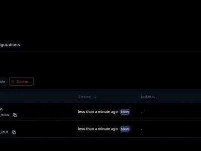 Mystic.ai's API token table and buttons api tokens create design icons table tabs ui