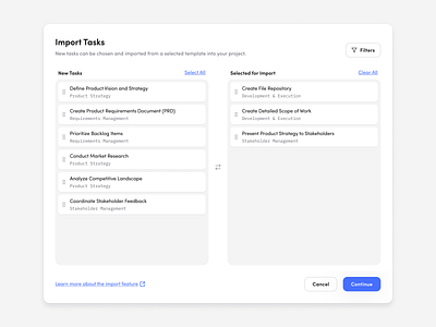 Import tasks modal column layout desktop modal import interface import tasks import ui import ux modal modal design modal ux multi column tasks tasks ui tasks ux ui